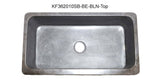 36" Smoke Brown Limestone Farmhouse Kitchen Sink, Chiseled Front, Single Bowl, KF362010SB-BE-BLN