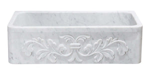 Alternate Image for 36" Stone Farmhouse Kitchen Sink, Design Apron Front, Carrara Marble, White, KF362010SB-F2-CW