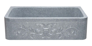 Alternate Image for 36" Stone Farmhouse Kitchen Sink, Design Apron Front, Mercury Granite, Gray, KF362010SB-F2-M