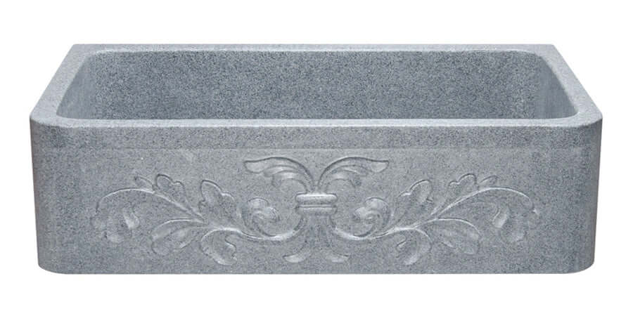 Mercury Granite 36" Stone Farmhouse Sink, Gray, KF362010SB-F2-M