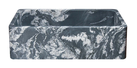 36" Black Glacier Quartz Stone Farmhouse Kitchen Sink, Single Bowl, Reversible, KF362010SB-NLP-BGQ
