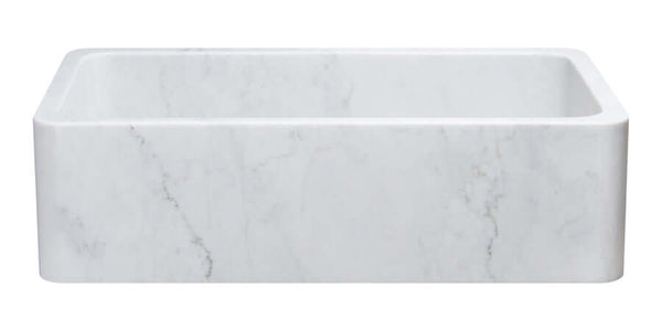 Carrara Marble 36" Stone Farmhouse Sink, White, KF362010SB-NLP-CW