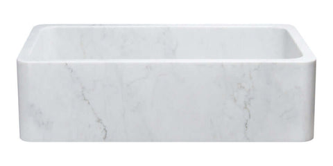 Carrara Marble 36" Stone Farmhouse Sink, White, KF362010SB-NLP-CW