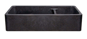 Alternate Image for 48" Black Granite Stone Farmhouse Kitchen Sink, 70/30 Double Bowl, Reversible, KF482010DB-NLP-7030-BK