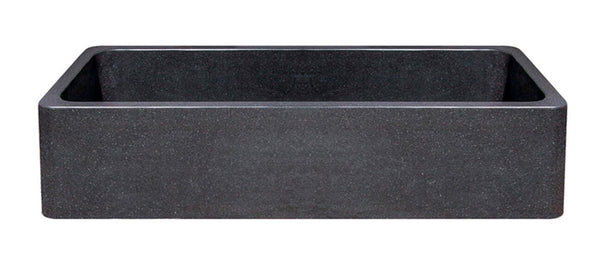 48" Black Granite Stone Farmhouse Kitchen Sink, Single Bowl, Reversible, KF482010SB-NLP-BK