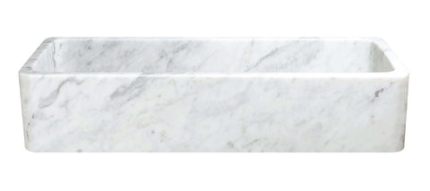 48" Carrara White Marble Farmhouse Kitchen Sink, Single Bowl, Reversible, KF482010SB-NLP-CW