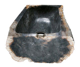 Allstone Group Black Petrified Wood Farmhouse Kitchen Sink KF48219SB-PEWD-5 Side 1