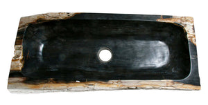 Alternate Image for 48" Rare Petrified Wood Farmhouse Kitchen Sink, Black