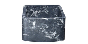 Alternate Image for 17" Black Glacier Quartz Stone Farmhouse Kitchen Sink, Curved Front, Reversible, KFCF171810-BGQ