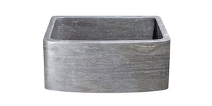 Alternate Image for 24" Smoke Brown Limestone Farmhouse Kitchen Sink, Curved Front, Reversible, KFCF242110-BLN