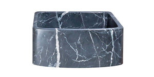 Alternate Image for 24" Charcoal Marquina Soapstone Farmhouse Kitchen Sink, Curved Front, Reversible, KFCF242110-CMS
