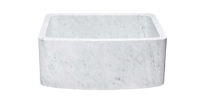Alternate Image for 24" Stone Farmhouse Kitchen Sink, Curved Reversible Apron Front, Carrara Marble, White, KFCF242110-CW