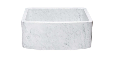 Carrara Marble 24" Stone Farmhouse Sink, White, KFCF242110-CW