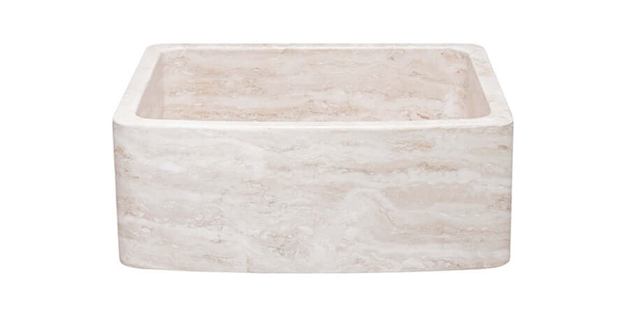 Roma Travertine 24" Stone Farmhouse Sink, Beige, KFCF242110-RT