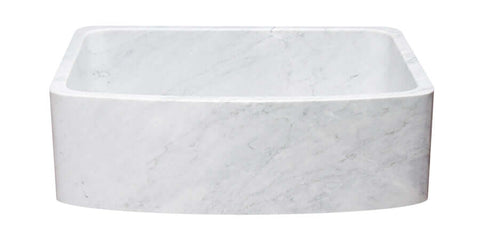 Carrara Marble 30" Stone Farmhouse Sink, White, KFCF302210SB-NLP-CW