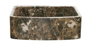 Alternate Image for 30" Stone Farmhouse Kitchen Sink, Curved Reversible Apron Front, Emperador Dark Marble, Brown, KFCF302210SB-NLP-EPD