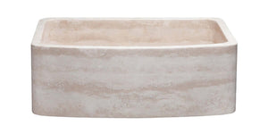 Alternate Image for 30" Stone Farmhouse Kitchen Sink, Curved Reversible Apron Front, Roma Travertine, Beige, KFCF302210SB-NLP-RT