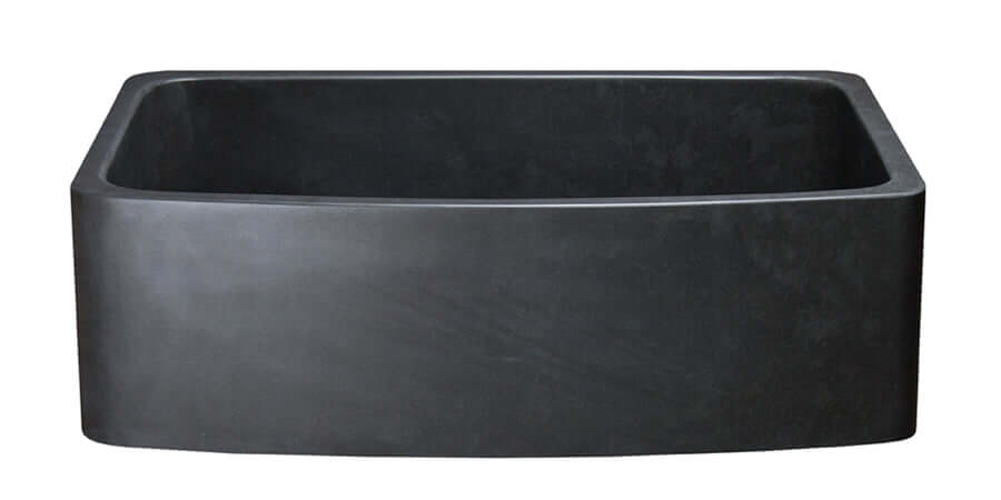 Alternate Image for 33" Stone Farmhouse Kitchen Sink, Curved Reversible Apron Front, Black Basalt, Black, KFCF332210SB-NLP-BB