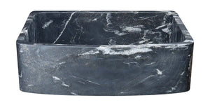 Alternate Image for 33" Black Glacier Quartz Stone Farmhouse Kitchen Sink, Curved Front, Single Bowl, Reversible, KFCF332210SB-NLP-BGQ