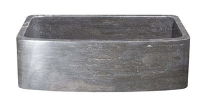 Alternate Image for 33" Smoke Brown Limestone Farmhouse Kitchen Sink, Curved Front, Single Bowl, Reversible, KFCF332210SB-NLP-BLN