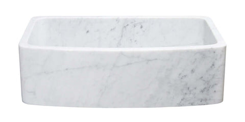 Carrara Marble 33" Stone Farmhouse Sink, White, KFCF332210SB-NLP-CW
