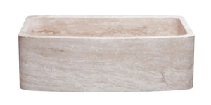 Alternate Image for 33" Stone Farmhouse Kitchen Sink, Curved Reversible Apron Front, Roma Travertine, Beige, KFCF332210SB-NLP-RT