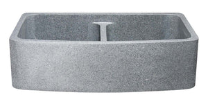 Alternate Image for 36" Stone 50/50 Double Bowl Farmhouse Kitchen Sink, Curved Reversible Apron Front, Mercury Granite, Gray, KFCF362210DB-NLP-5050-M