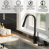 Karran Standerton 1.8 GPM Single Lever Handle Lead-free Brass ADA Kitchen Faucet, Pull-Down Kitchen, Matte Black, KKF140MB