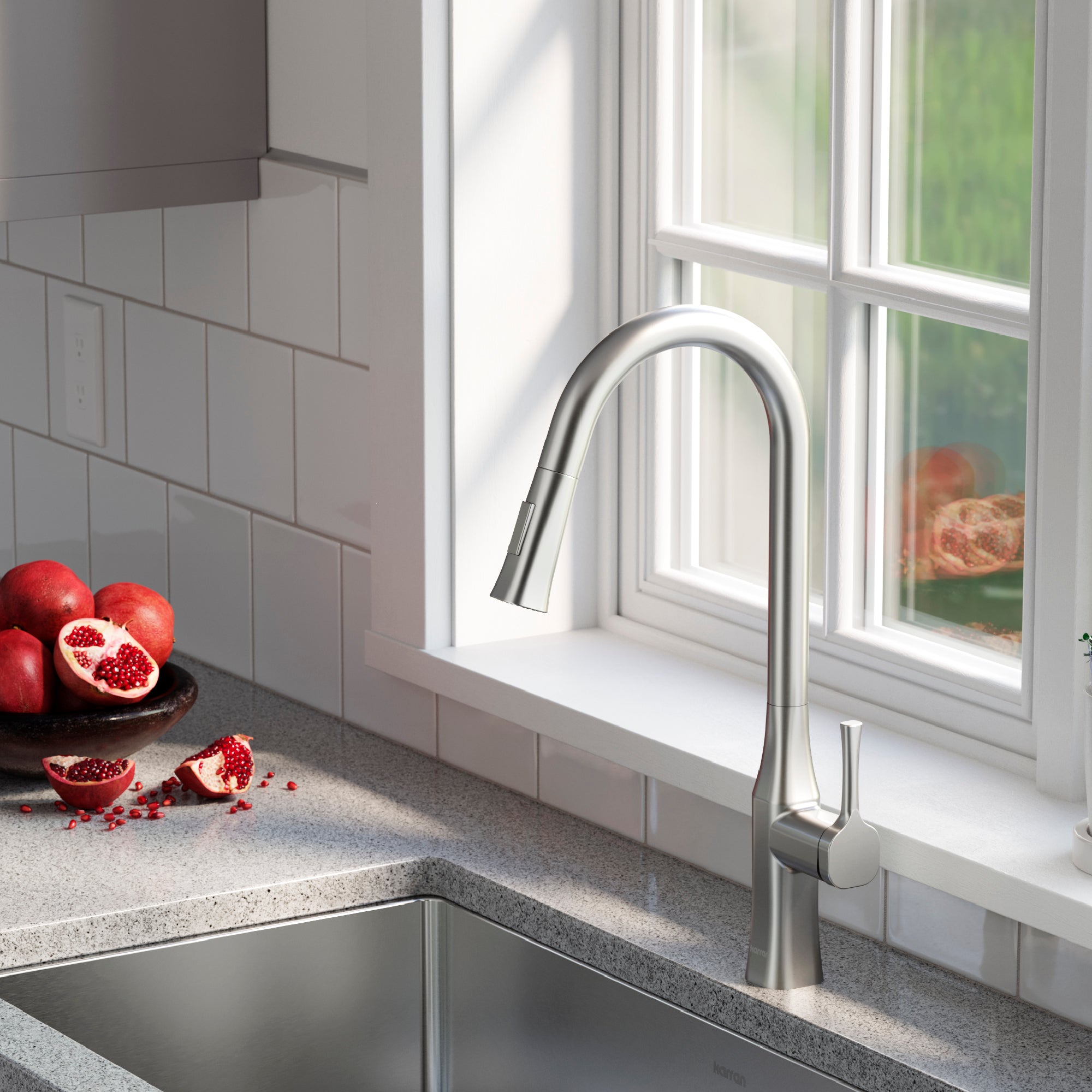 Karran Standerton 1.8 GPM Single Lever Handle Lead-free Brass ADA Kitchen Faucet, Pull-Down Kitchen, Stainless Steel, KKF140SS