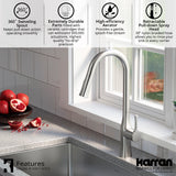 Karran Standerton 1.8 GPM Single Lever Handle Lead-free Brass ADA Kitchen Faucet, Pull-Down Kitchen, Stainless Steel, KKF140SS