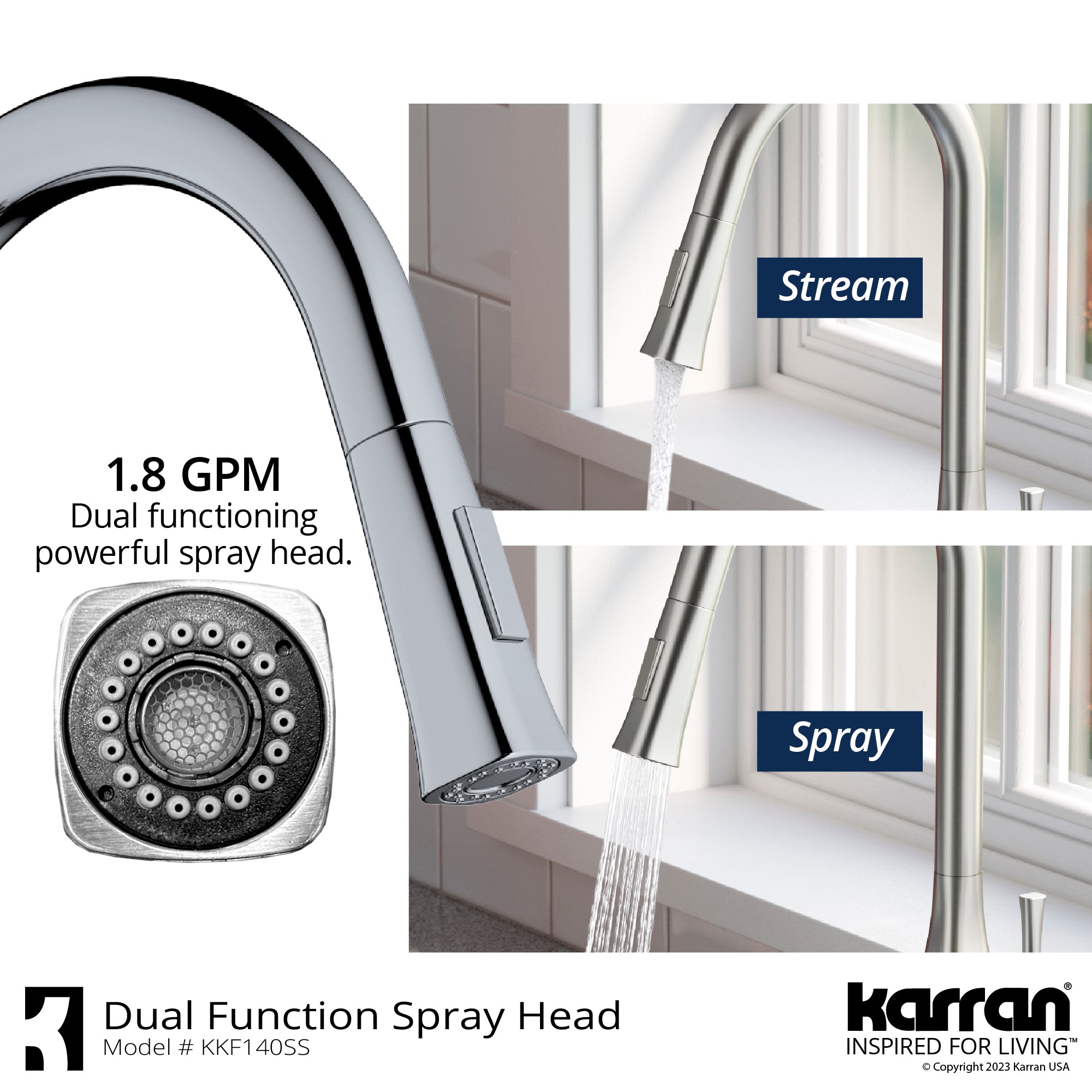 Karran Standerton 1.8 GPM Single Lever Handle Lead-free Brass ADA Kitchen Faucet, Pull-Down Kitchen, Stainless Steel, KKF140SS