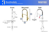 Karran Scottsdale Single Lever Handle Lead-free Brass ADA Kitchen Faucet, Pull Down, Brushed Gold, KKF210BG