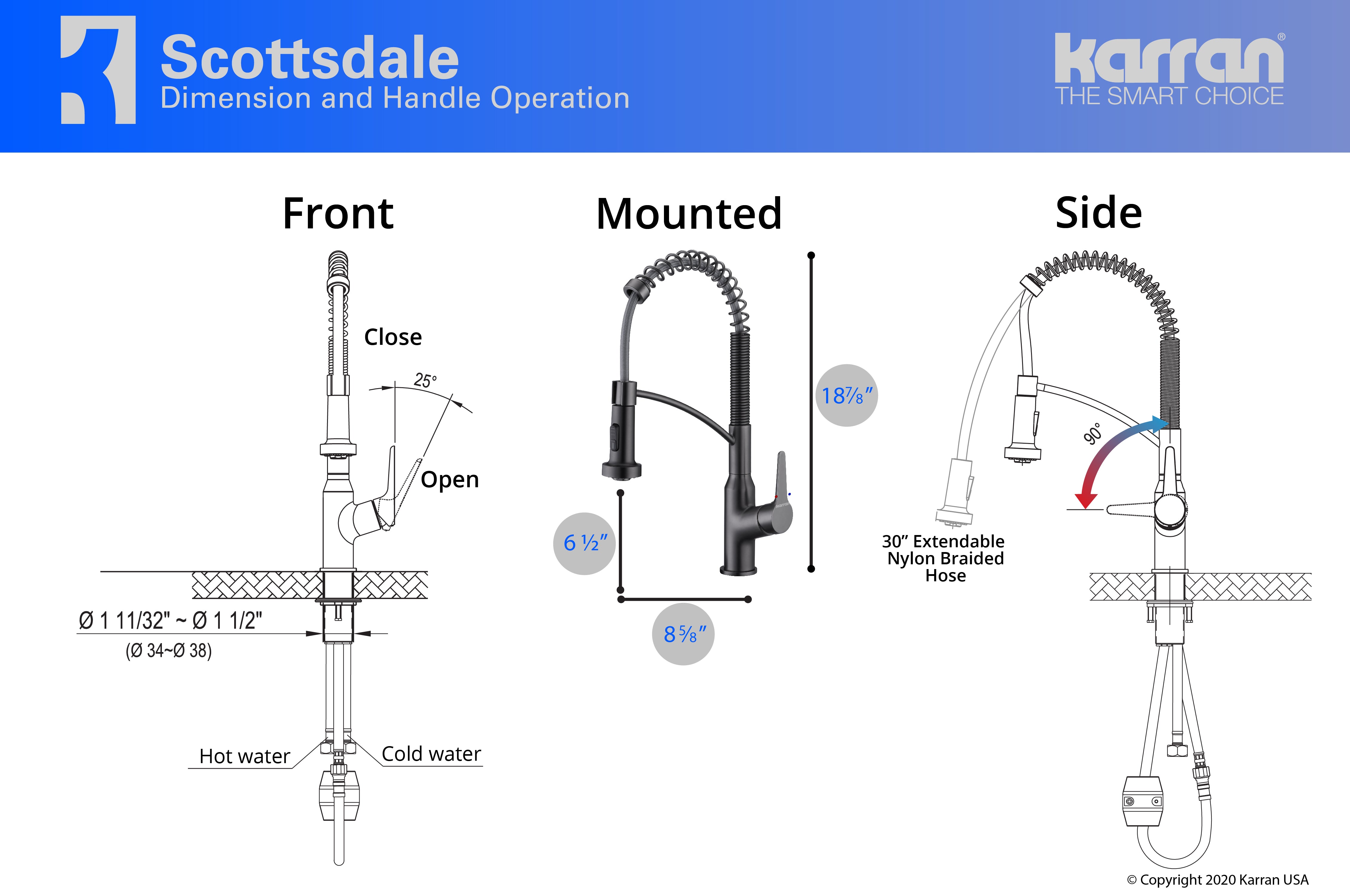 Karran Scottsdale Single Lever Handle Lead-free Brass ADA Kitchen Faucet, Pull Down, Gun Metal Grey, KKF210GG