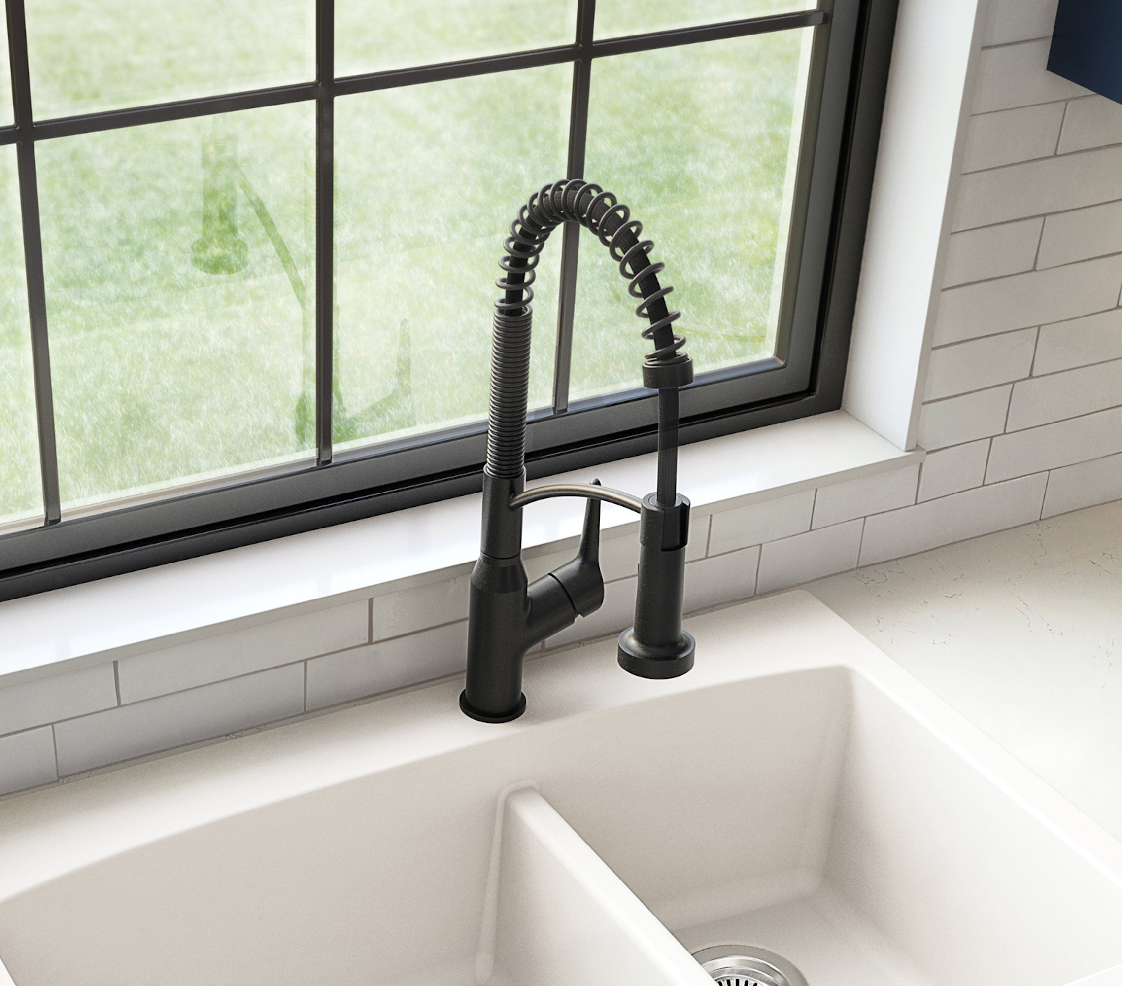 Karran Scottsdale Single Lever Handle Lead-free Brass ADA Kitchen Faucet, Pull Down, Matte Black, KKF210MB