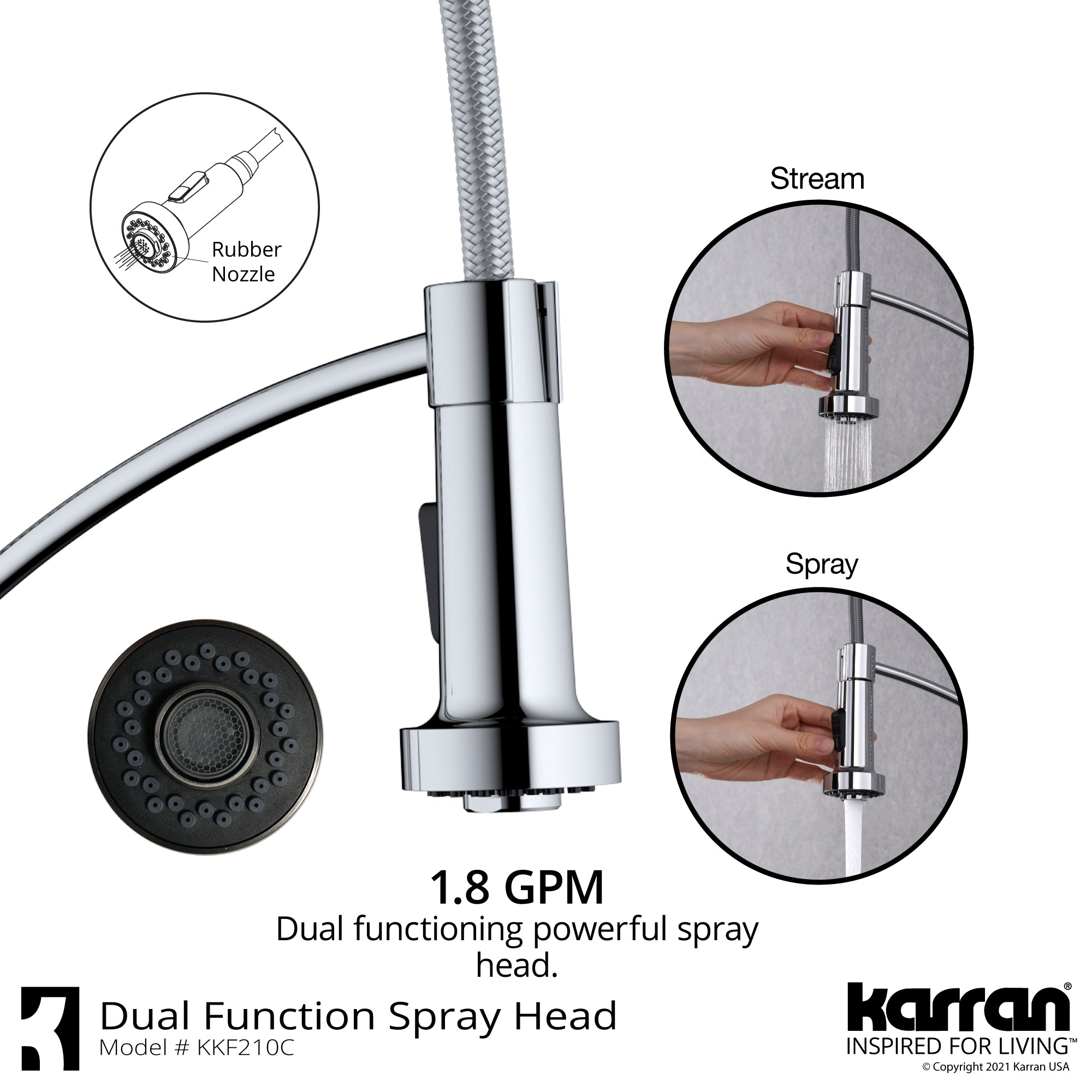Karran Scottsdale 1.8 GPM Single Lever Handle Lead-free Brass ADA Kitchen Faucet, Pull-Down Kitchen, Chrome, KKF210SD35C