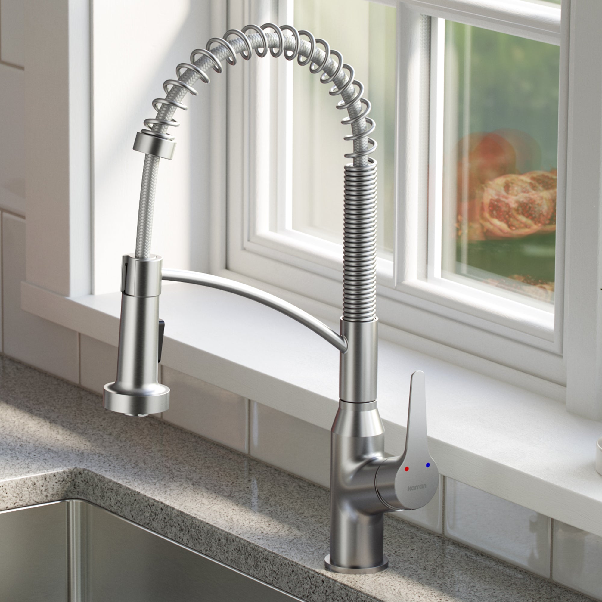 Karran Scottsdale 1.8 GPM Single Lever Handle Lead-free Brass ADA Kitchen Faucet, Pull-Down Kitchen, Stainless Steel, KKF210SD35SS