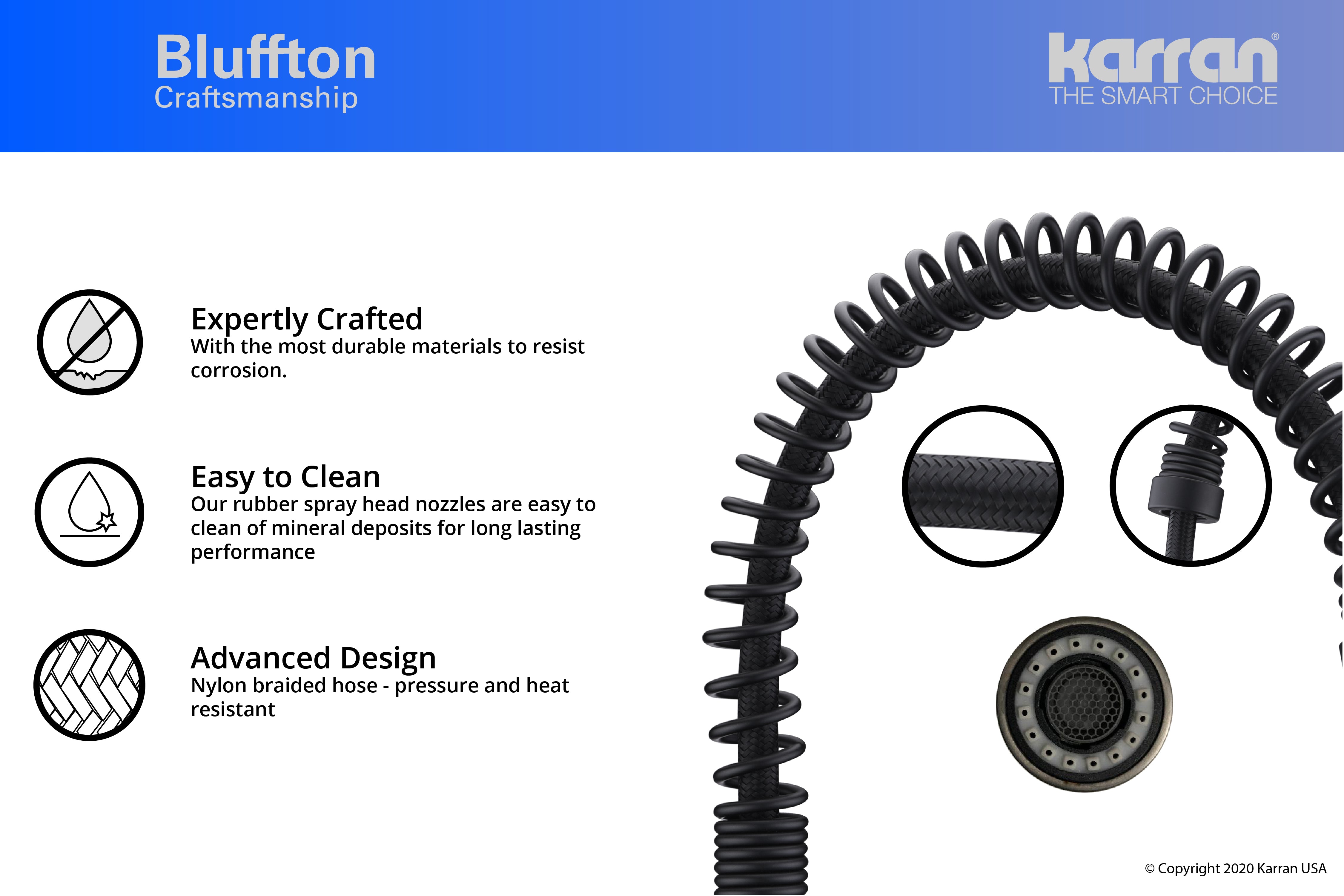 Karran Bluffton Single Lever Handle Lead-free Brass ADA Kitchen Faucet, Pull Down, Matte Black, KKF220MB