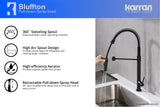 Karran Bluffton Single Lever Handle Lead-free Brass ADA Kitchen Faucet, Pull Down, Matte Black, KKF220MB