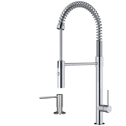 Karran Bluffton 1.8 GPM Single Lever Handle Lead-free Brass ADA Kitchen Faucet, Pull-Down Kitchen, Chrome, KKF220SD35C