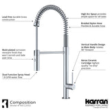 Karran Bluffton 1.8 GPM Single Lever Handle Lead-free Brass ADA Kitchen Faucet, Pull-Down Kitchen, Stainless Steel, KKF220SD35SS