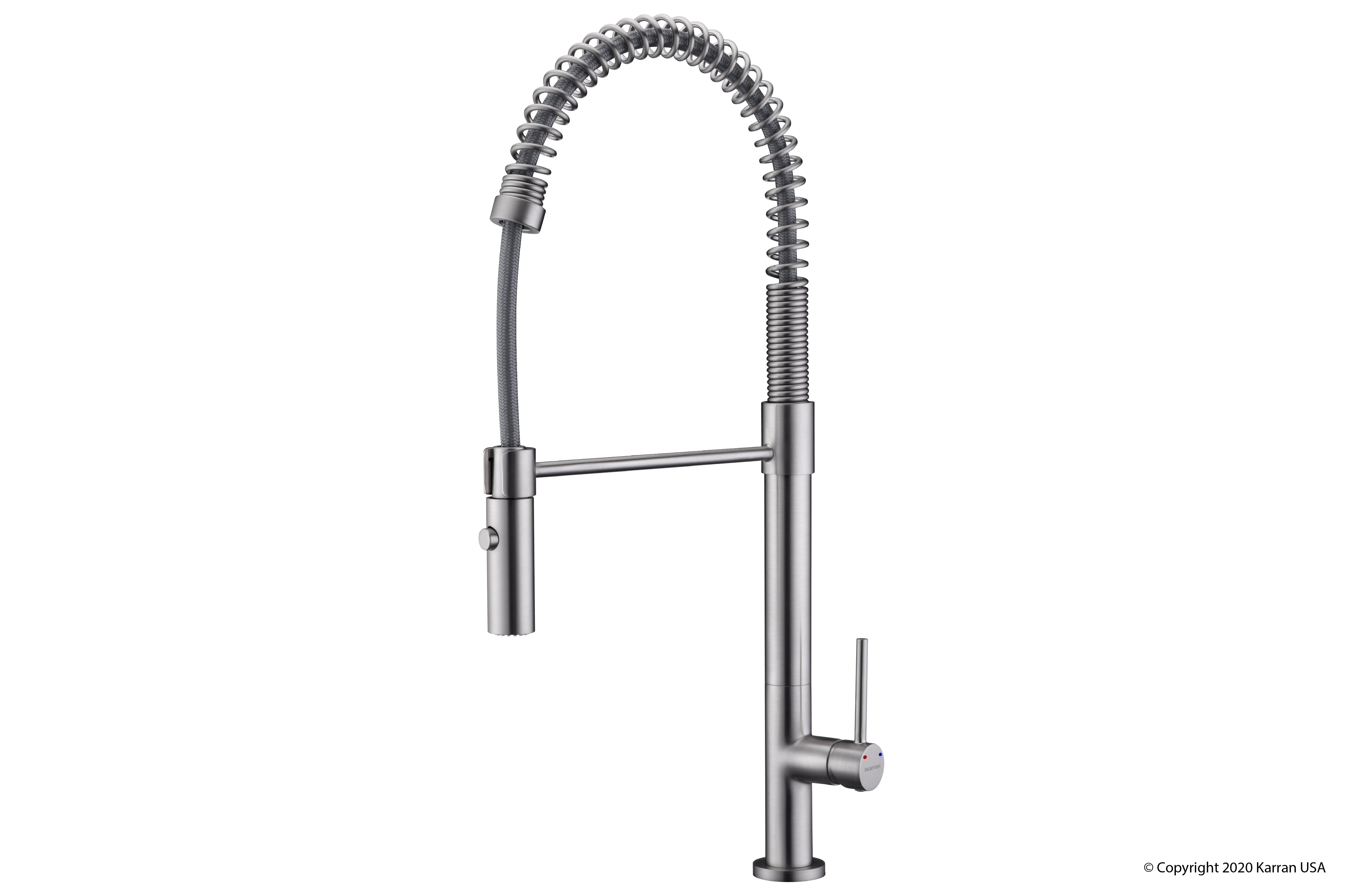Karran Bluffton Single Lever Handle Lead-free Brass ADA Kitchen Faucet, Pull Down, Stainless Steel, KKF220SS