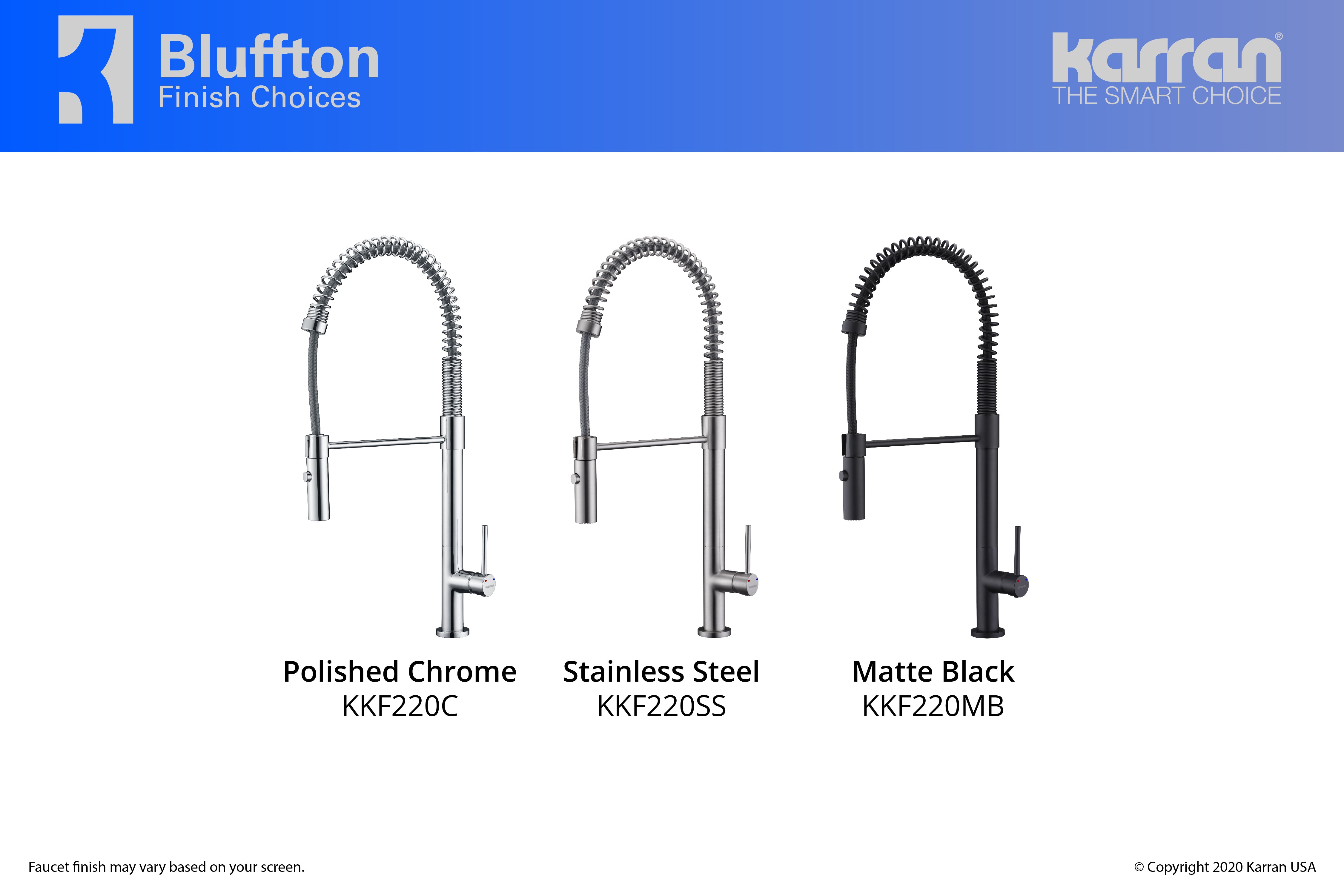 Karran Bluffton Single Lever Handle Lead-free Brass ADA Kitchen Faucet, Pull Down, Stainless Steel, KKF220SS