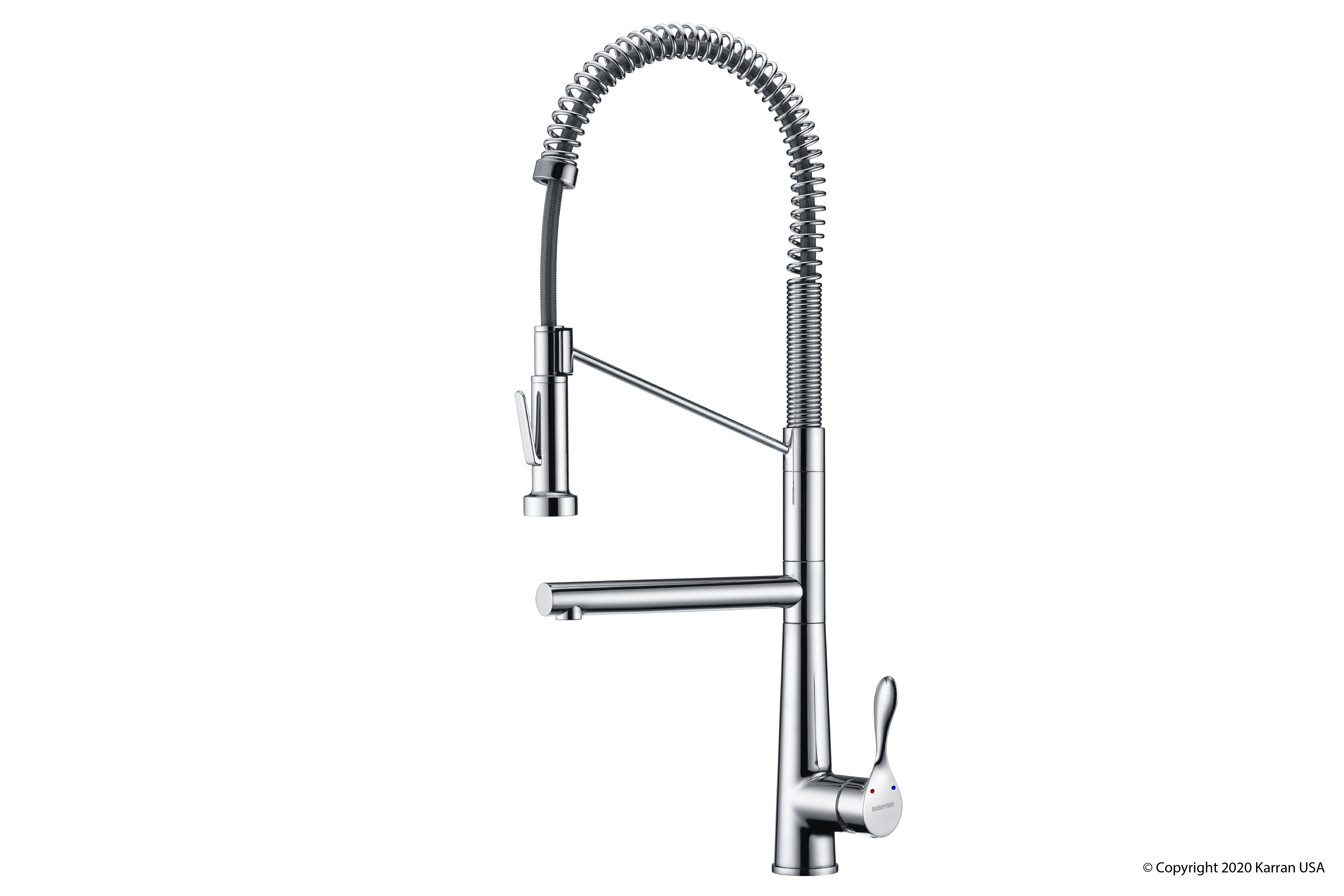 Karran Tumba Single Lever Handle Lead-free Brass ADA Kitchen Faucet, Pull Down, Chrome, KKF230C