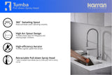 Karran Tumba Single Lever Handle Lead-free Brass ADA Kitchen Faucet, Pull Down, Chrome, KKF230C