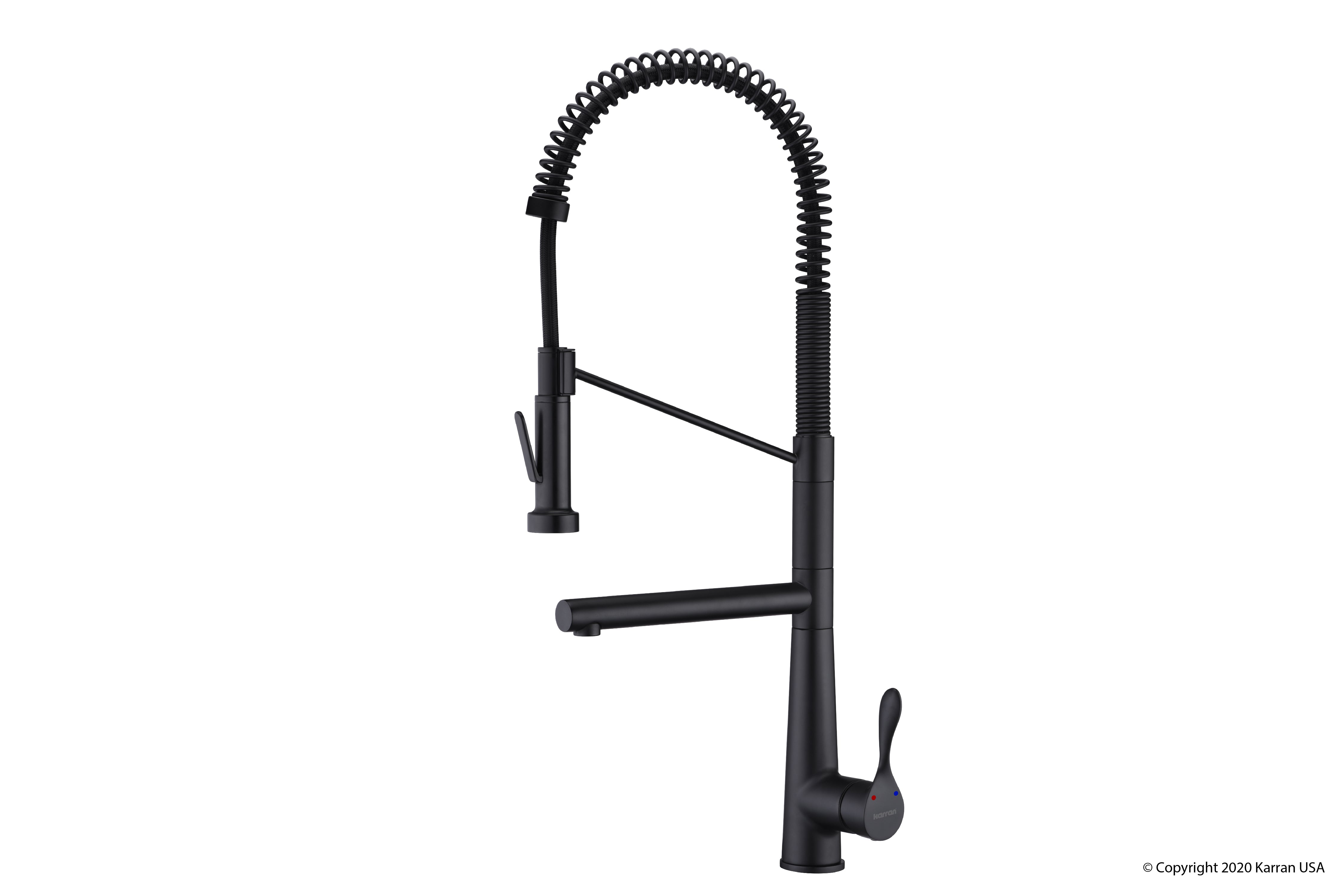 Karran Tumba Single Lever Handle Lead-free Brass ADA Kitchen Faucet, Pull Down, Matte Black, KKF230MB
