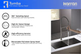 Karran Tumba Single Lever Handle Lead-free Brass ADA Kitchen Faucet, Pull Down, Stainless Steel, KKF230SS