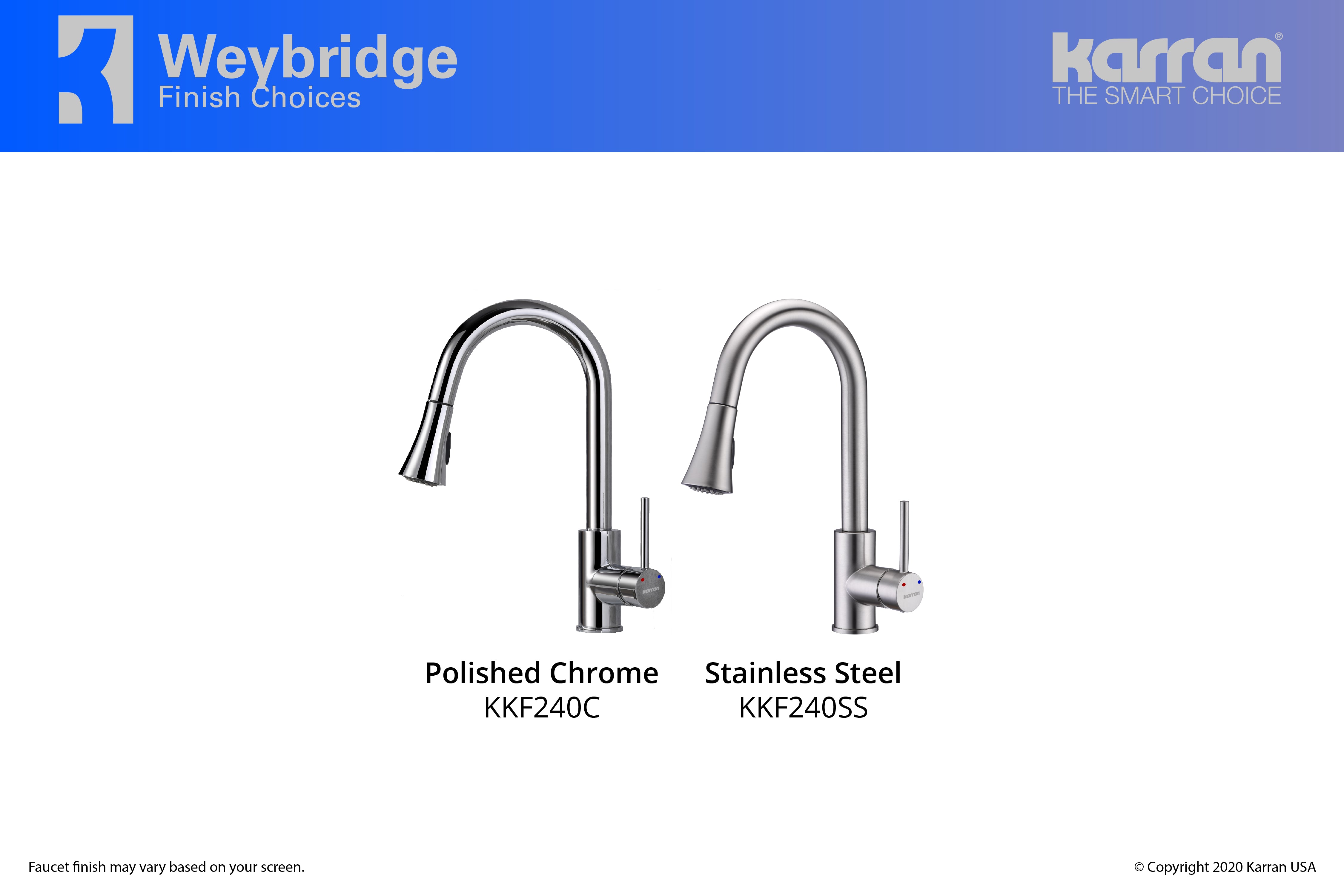 Karran Weybridge Single Lever Handle Lead-free Brass ADA Kitchen Faucet, Pull Down, Chrome, KKF240C