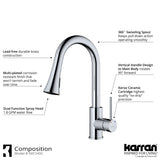 Karran Weybridge 1.8 GPM Single Lever Handle Lead-free Brass ADA Kitchen Faucet, Pull-Down Kitchen, Chrome, KKF240SD25C