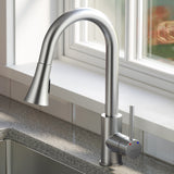 Karran Weybridge 1.8 GPM Single Lever Handle Lead-free Brass ADA Kitchen Faucet, Pull-Down Kitchen, Stainless Steel, KKF240SD25SS