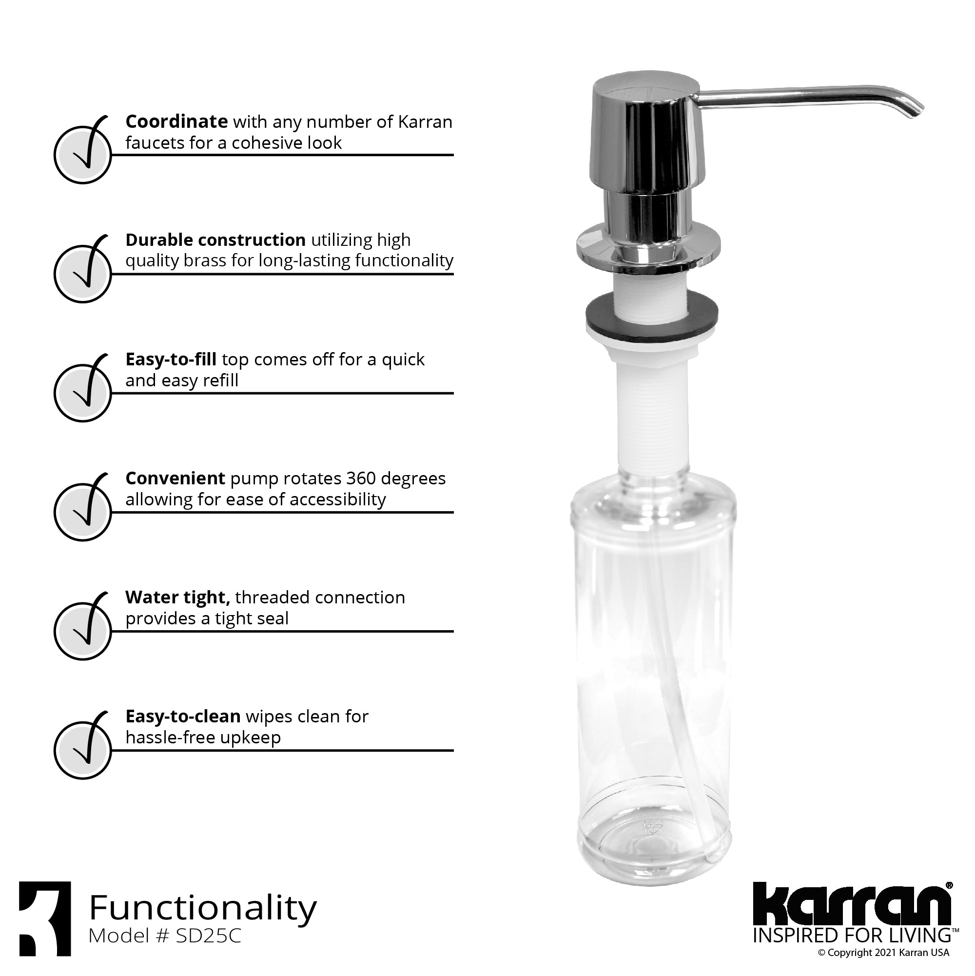 Karran Dockton 1.8 GPM Single Lever Handle Lead-free Brass ADA Kitchen Faucet, Pull-Down Kitchen, Chrome, KKF250SD25C
